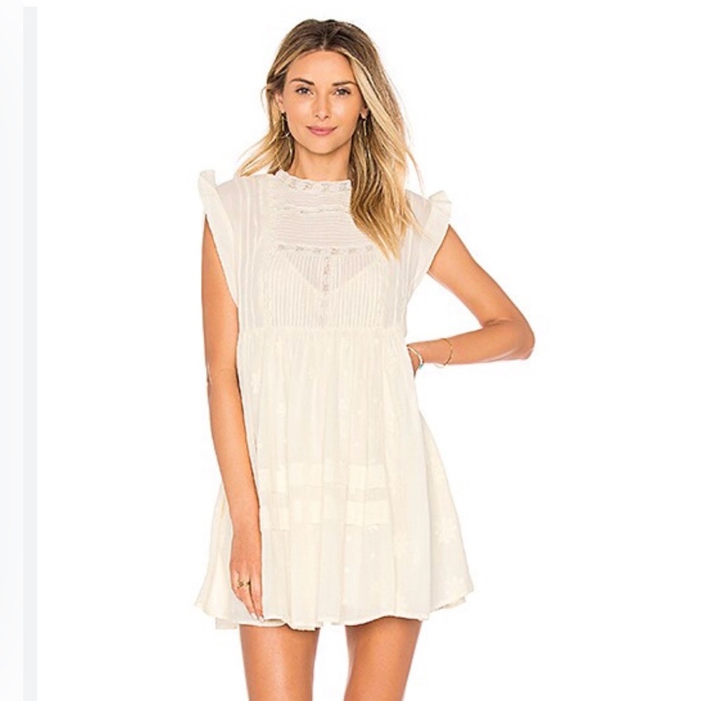 Free People Nobody Like you White Ivory Embroidered Cotton Boho Dress Size Small - Picture 3 of 13